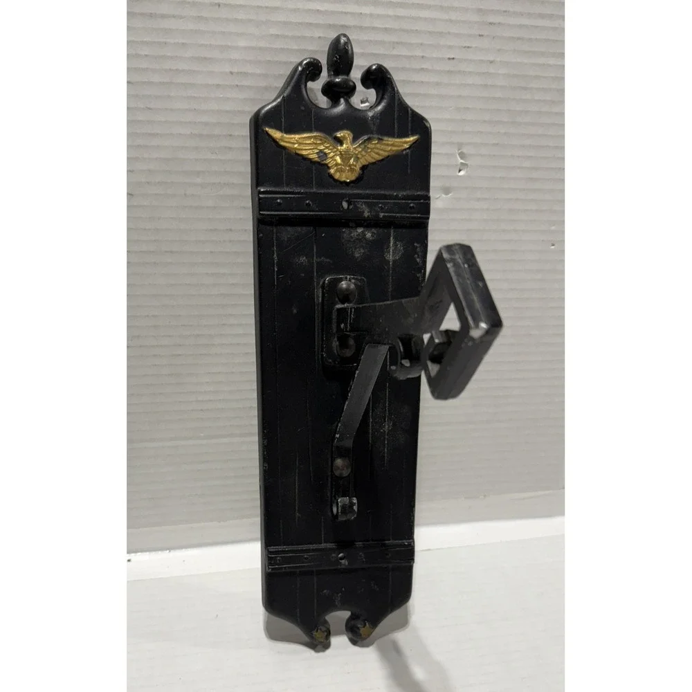 HOMCO Midwest 1364 - Vintage Black Metal Gold Eagle Wall Hook Hanging 14x4 - MCM